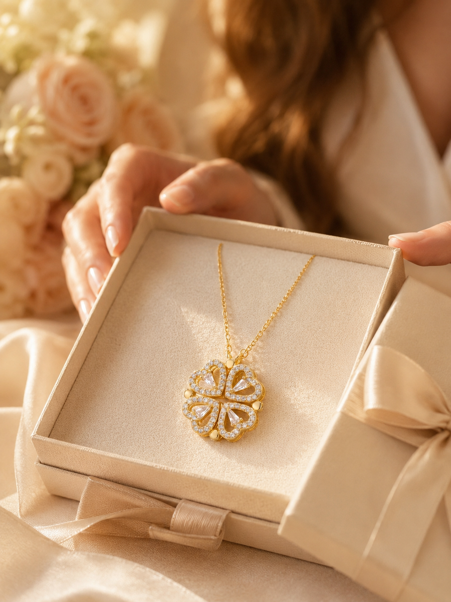 Love in Bloom™ Two-Way Heart Clover Necklace — 925 Sterling Silver