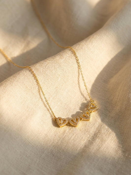 Gold Love in Bloom heart clover pendant necklace