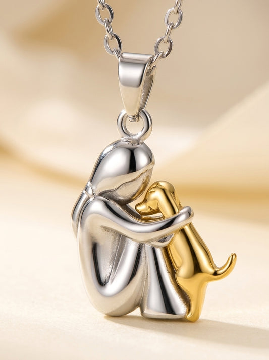 Forever Hug Dog Lover Necklace pendant close-up