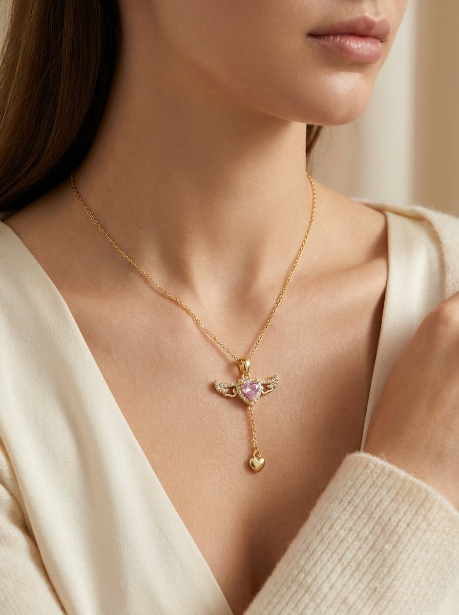 Angel Wings Heart Necklace