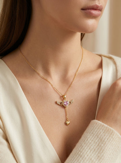 Angel Wings Heart Necklace