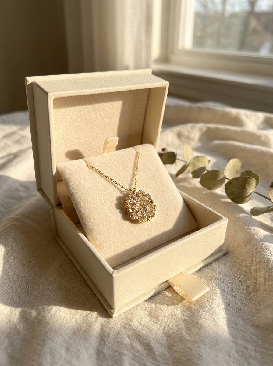 Love in Bloom necklace presented in a gift box