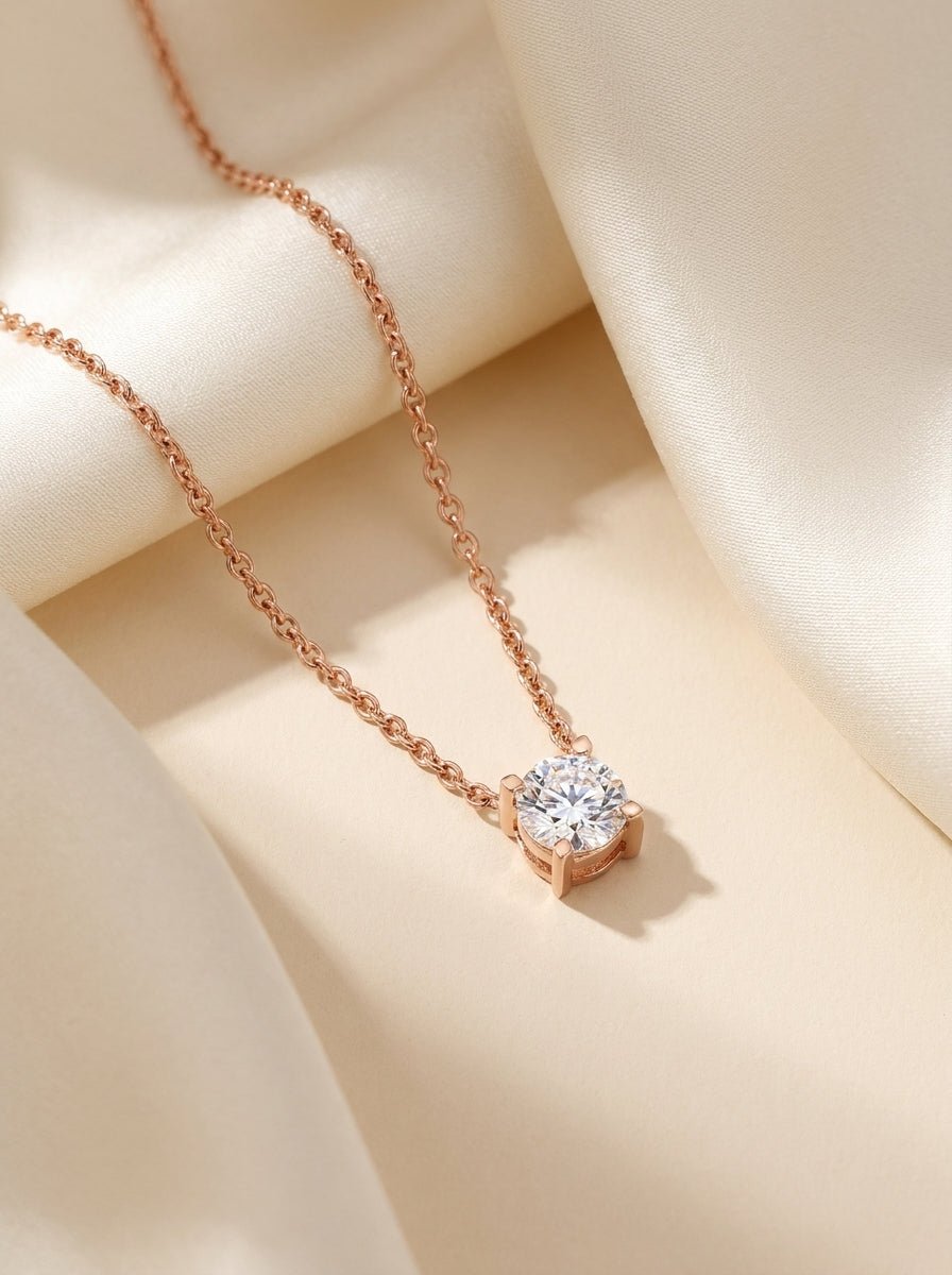 Brilliant Solitaire Chain Link Necklace — Cubic Zirconia - Myglova