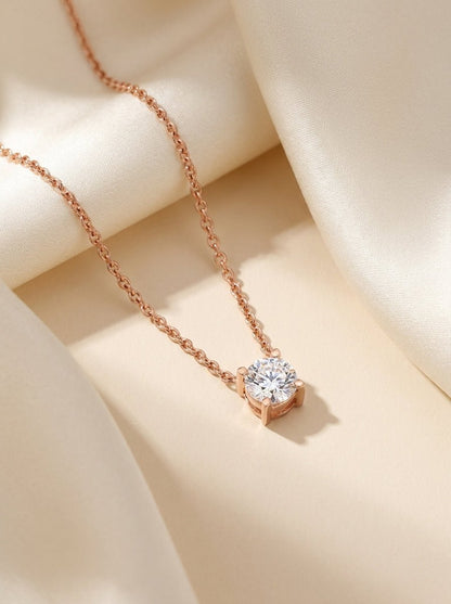Brilliant Solitaire Chain Link Necklace — Cubic Zirconia - Myglova