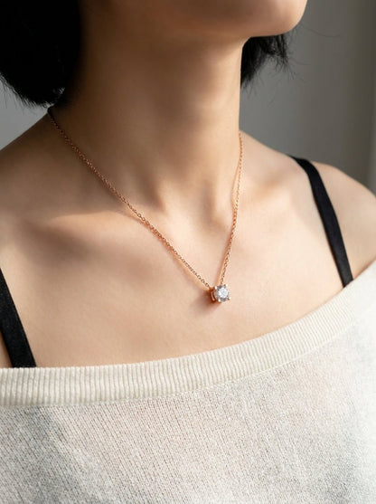 Brilliant Solitaire Chain Link Necklace — Cubic Zirconia - Myglova