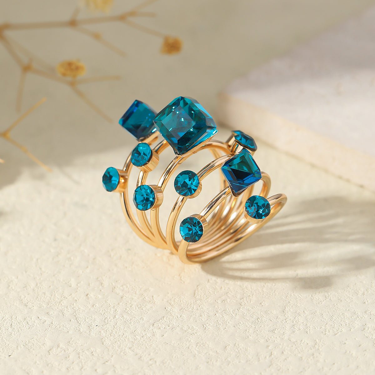 Colorful Boho Stacking Ring Set — Vintage Style - Myglova