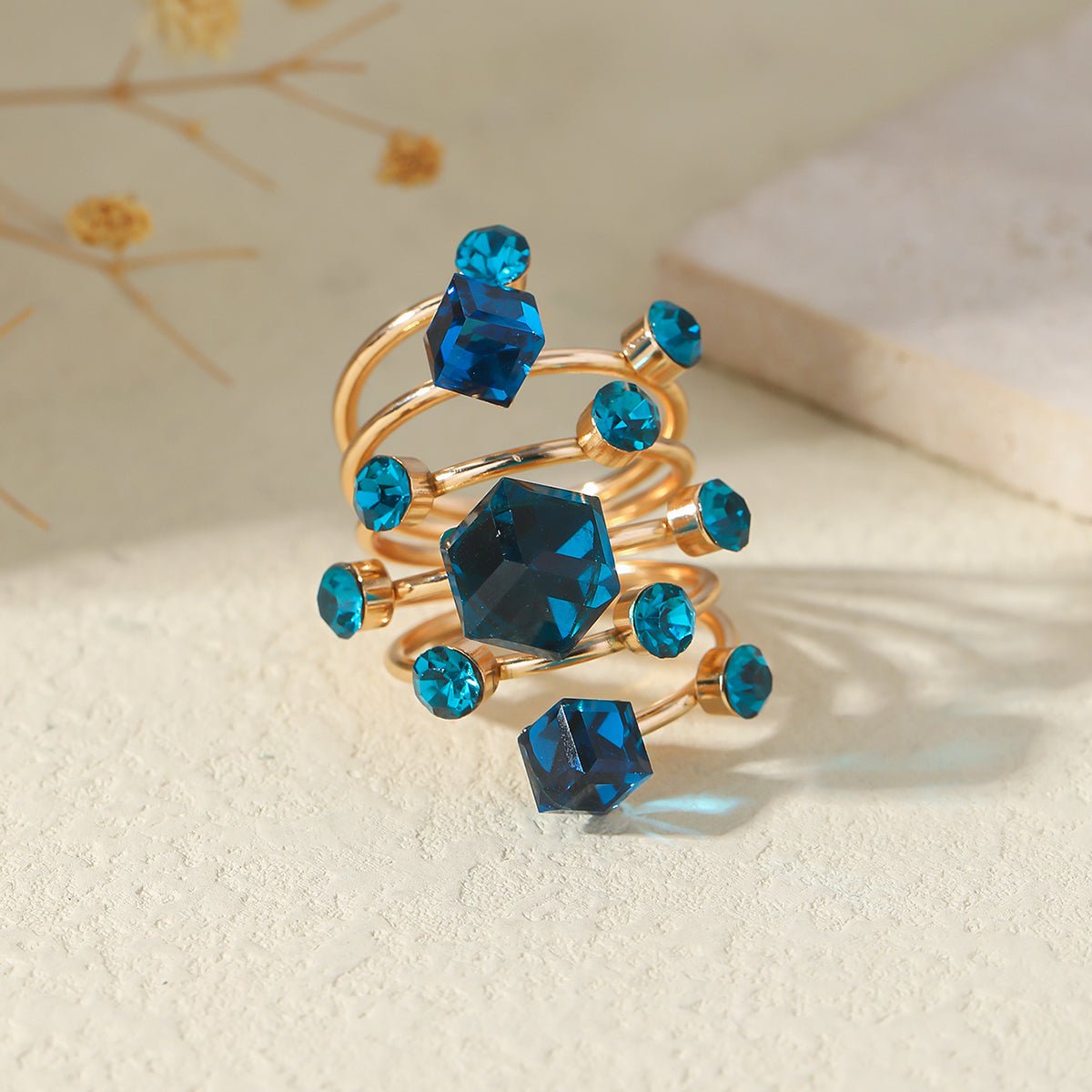 Colorful Boho Stacking Ring Set — Vintage Style - Myglova