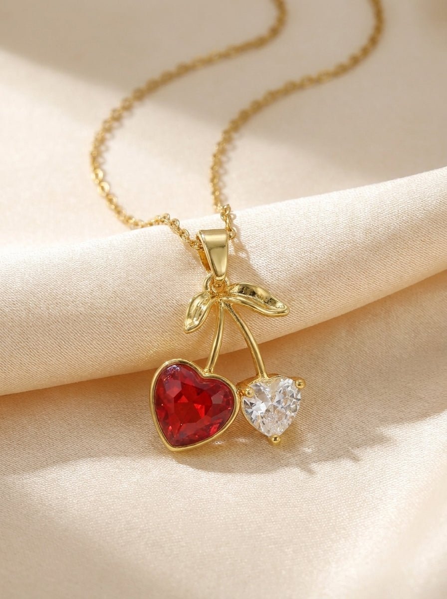 Delicate Cherry Pendant Necklace — Plated - Myglova