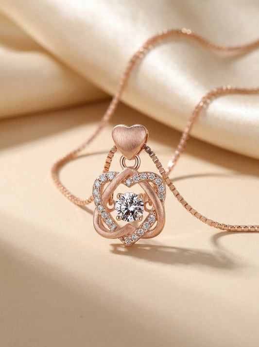 Delicate Heart Pendant Necklace — Rose Gold Plated - Myglova