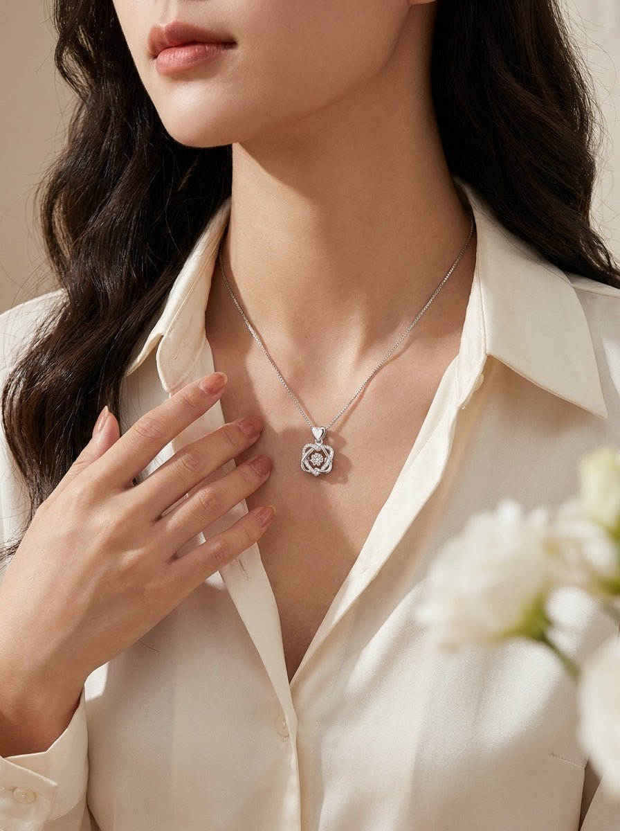 Delicate Heart Pendant Necklace — Rose Gold Plated - Myglova