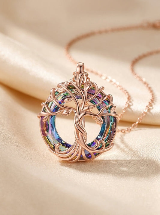 Delicate Tree of Life Necklace — Rose Gold Plated - Myglova