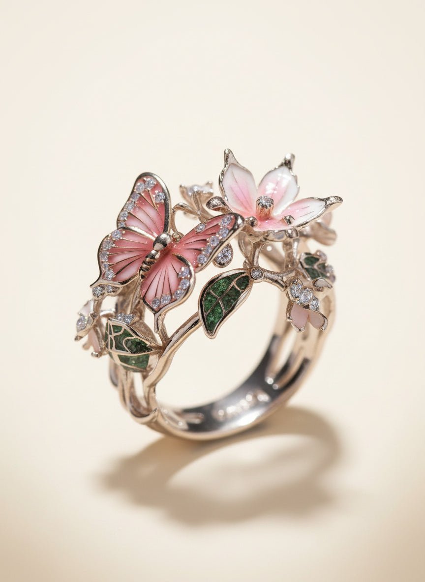 Ethereal Bloom Butterfly Ring - Myglova