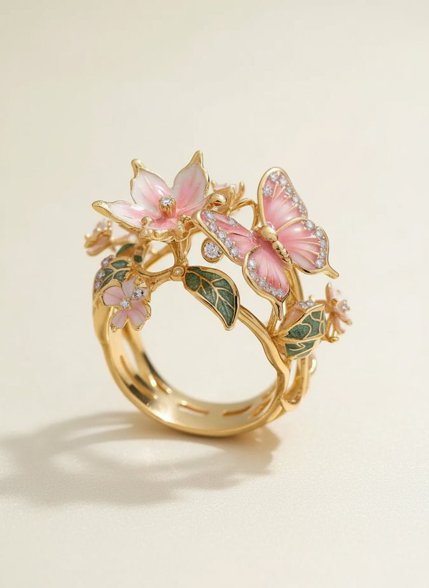 Ethereal Bloom Butterfly Ring - Myglova
