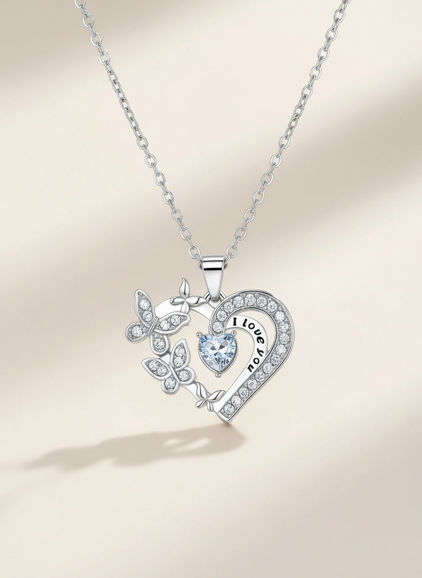 Amora Butterfly Heart Necklace