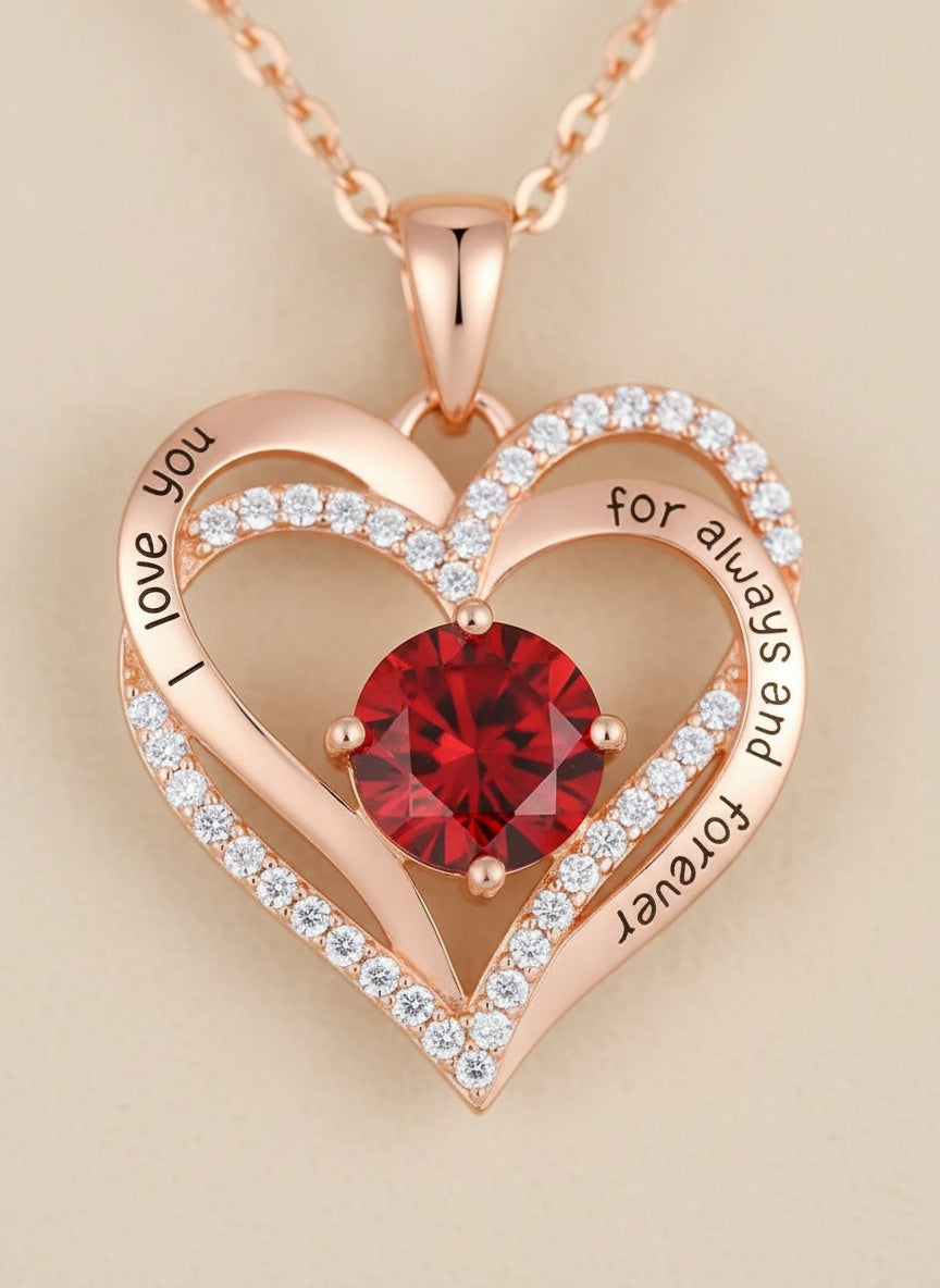 Crimson Heart Pendant Necklace