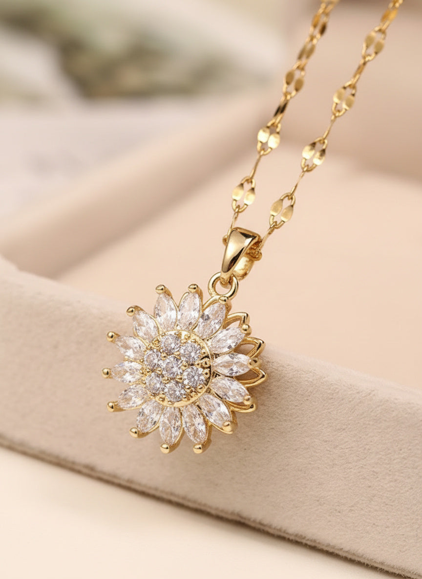 Solara Rotating Sunflower Necklace