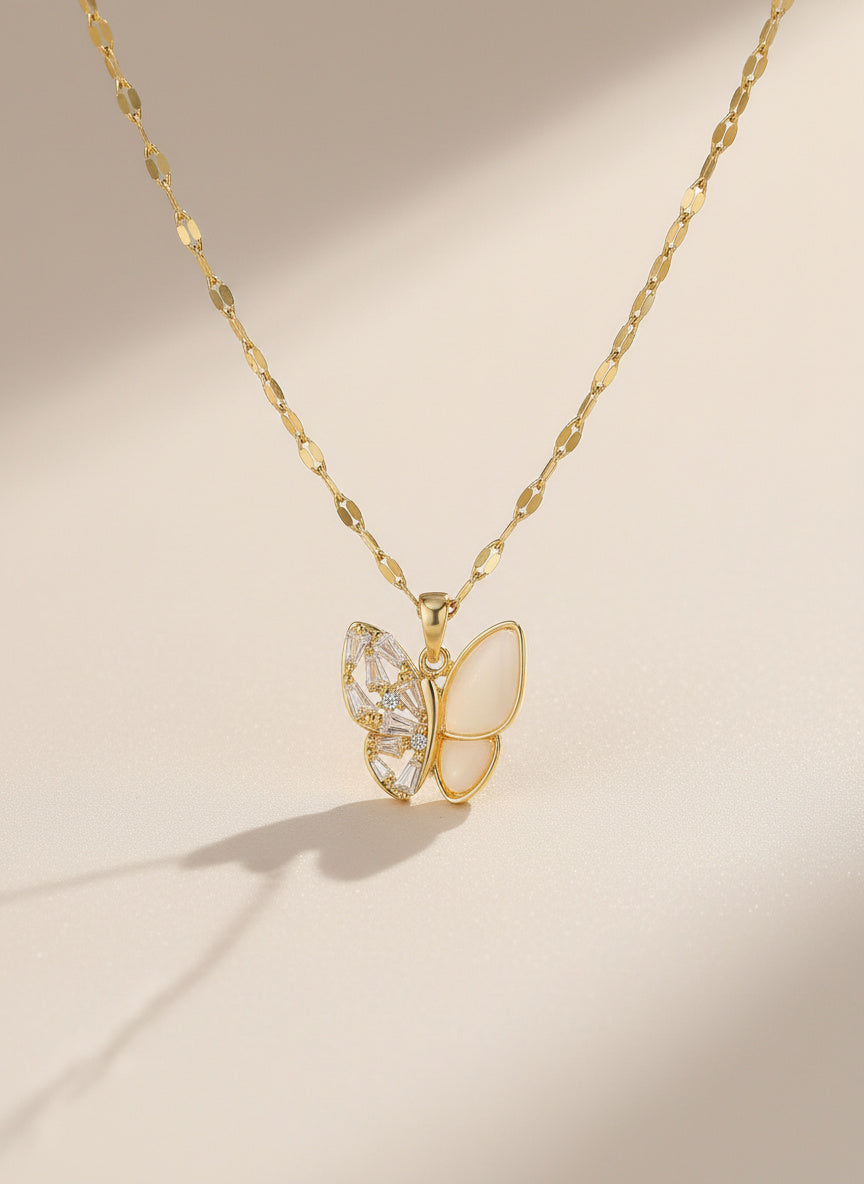 Opaline Butterfly Pendant Necklace