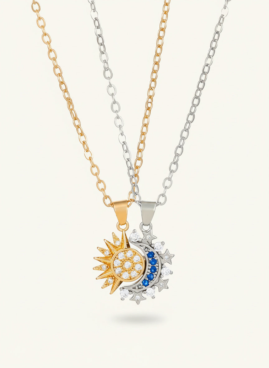 Magnetic Sun & Moon Connection Necklace Set (2 Pieces)