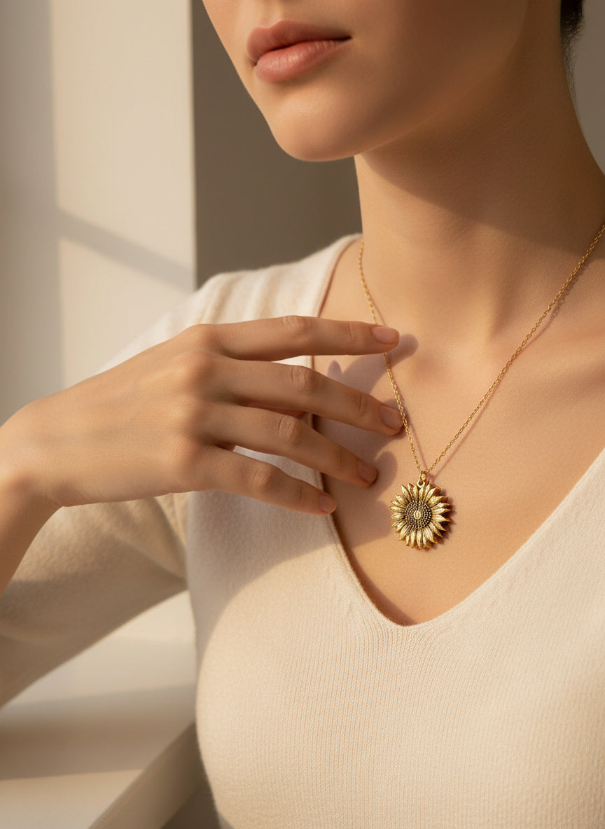 Solenne Sunflower Pendant Necklace