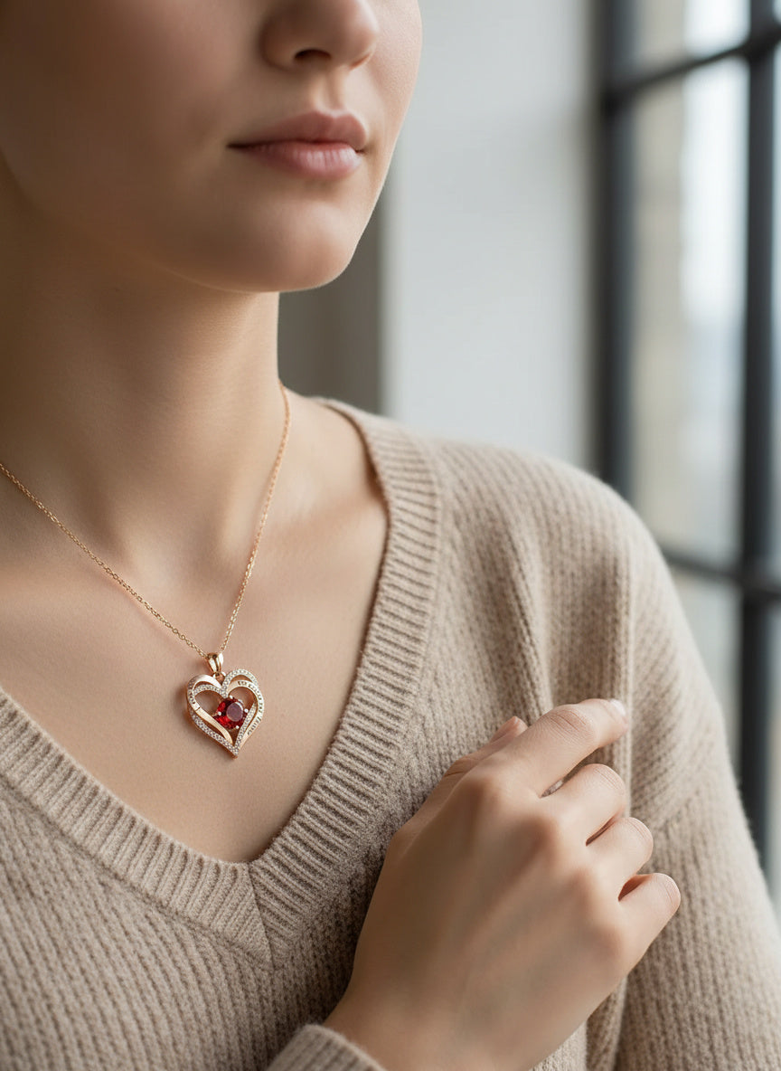 Crimson Heart Pendant Necklace