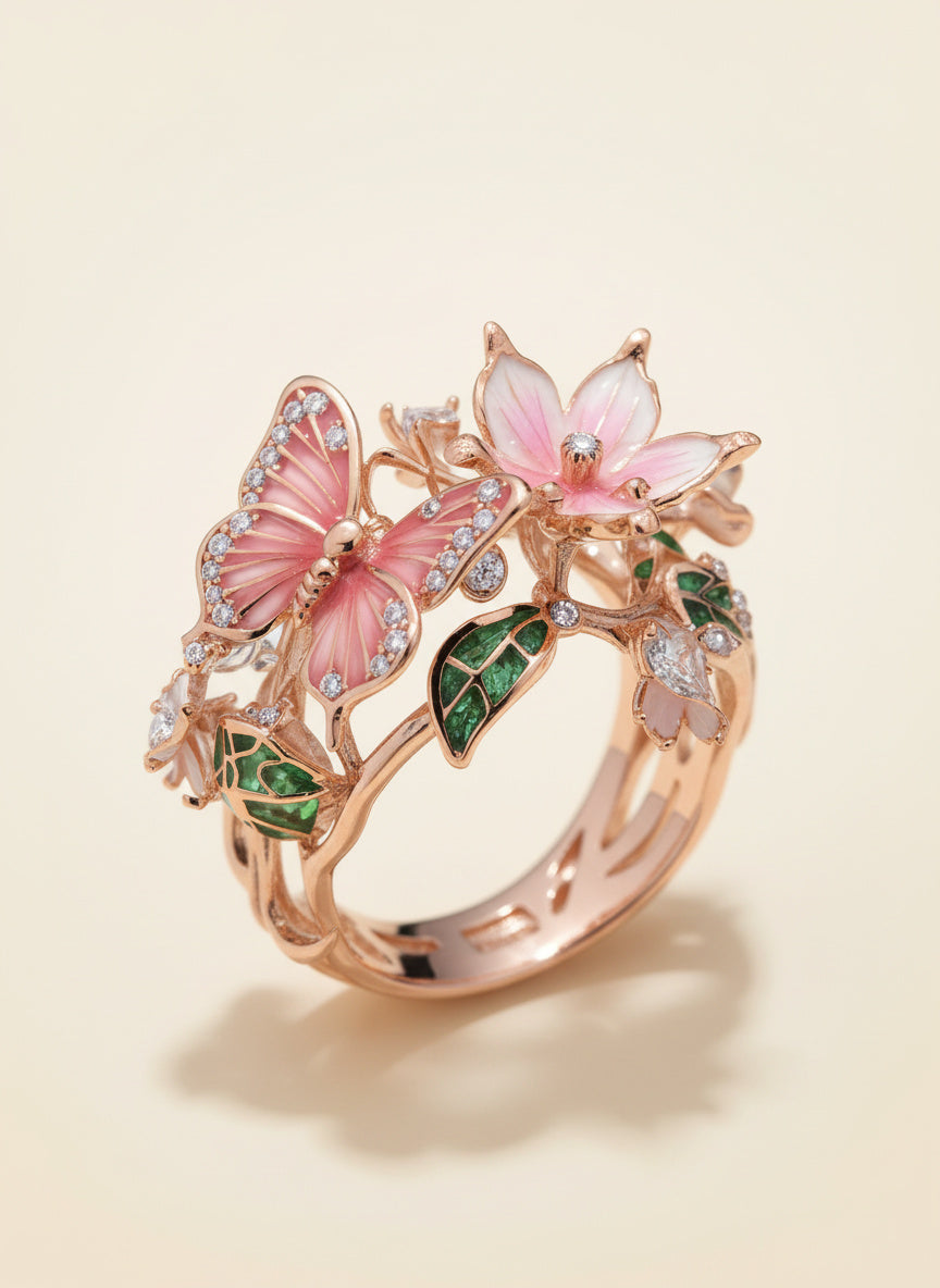 Ethereal Bloom Butterfly Ring