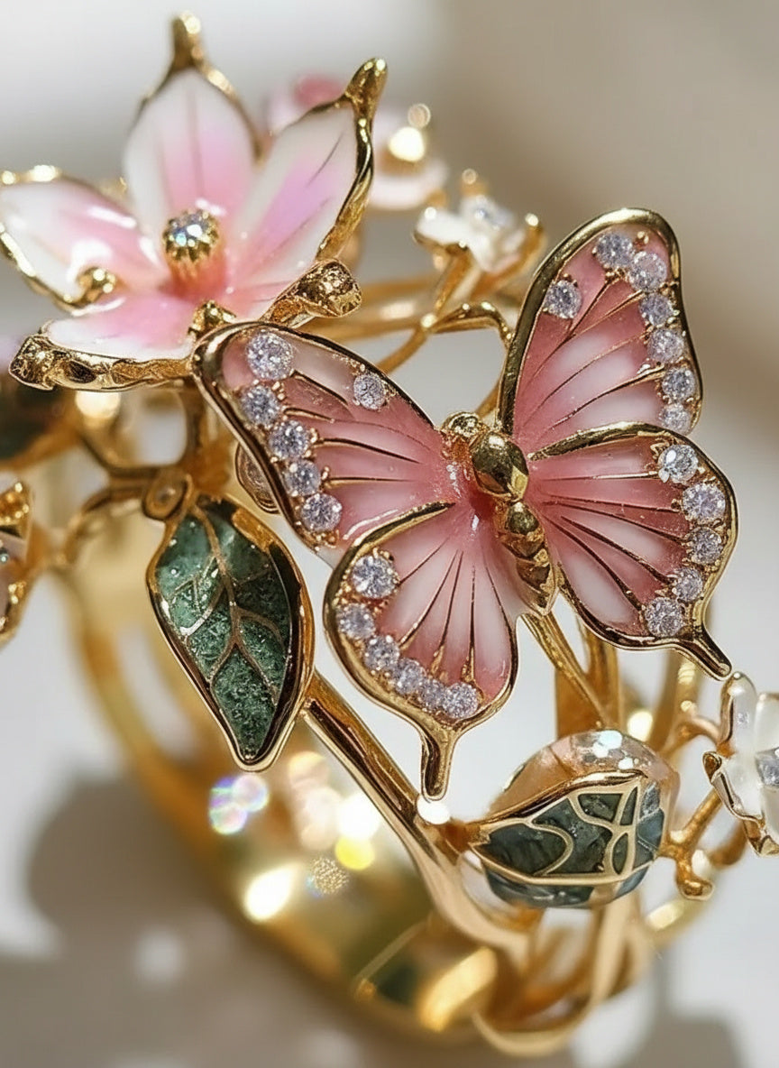 Ethereal Bloom Butterfly Ring