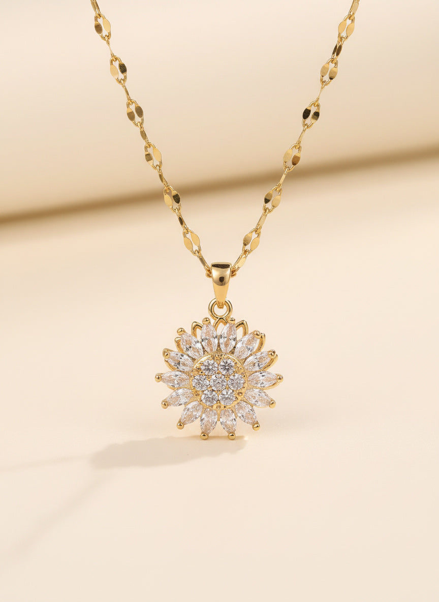 Solara Rotating Sunflower Necklace