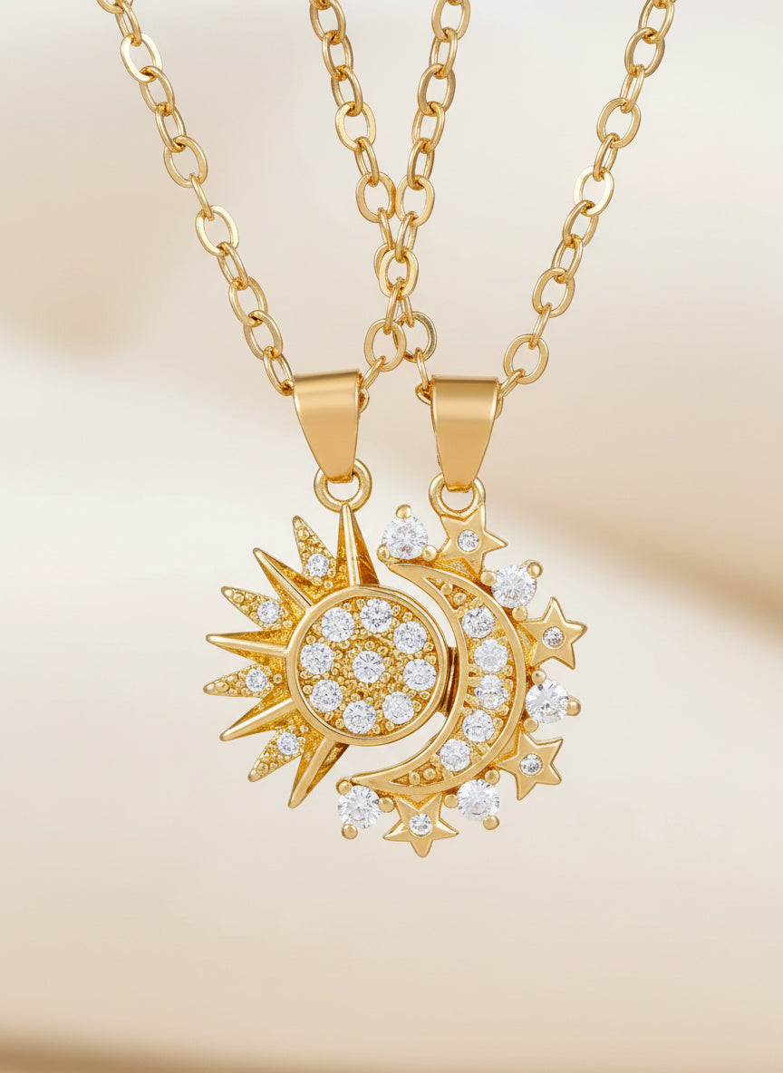 Magnetic Sun & Moon Connection Necklace Set (2 Pieces)