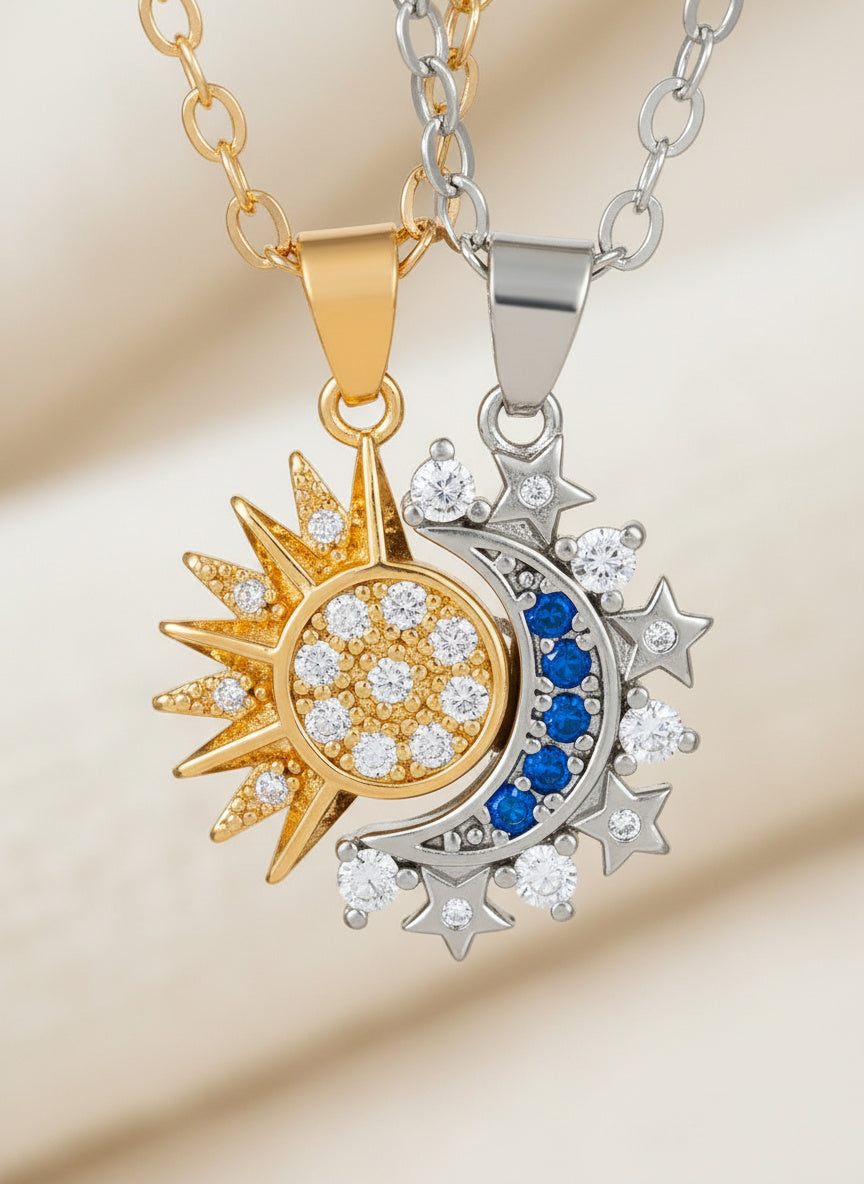 Magnetic Sun & Moon Connection Necklace Set (2 Pieces)