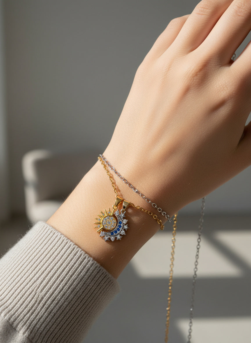Magnetic Sun & Moon Connection Necklace Set (2 Pieces)