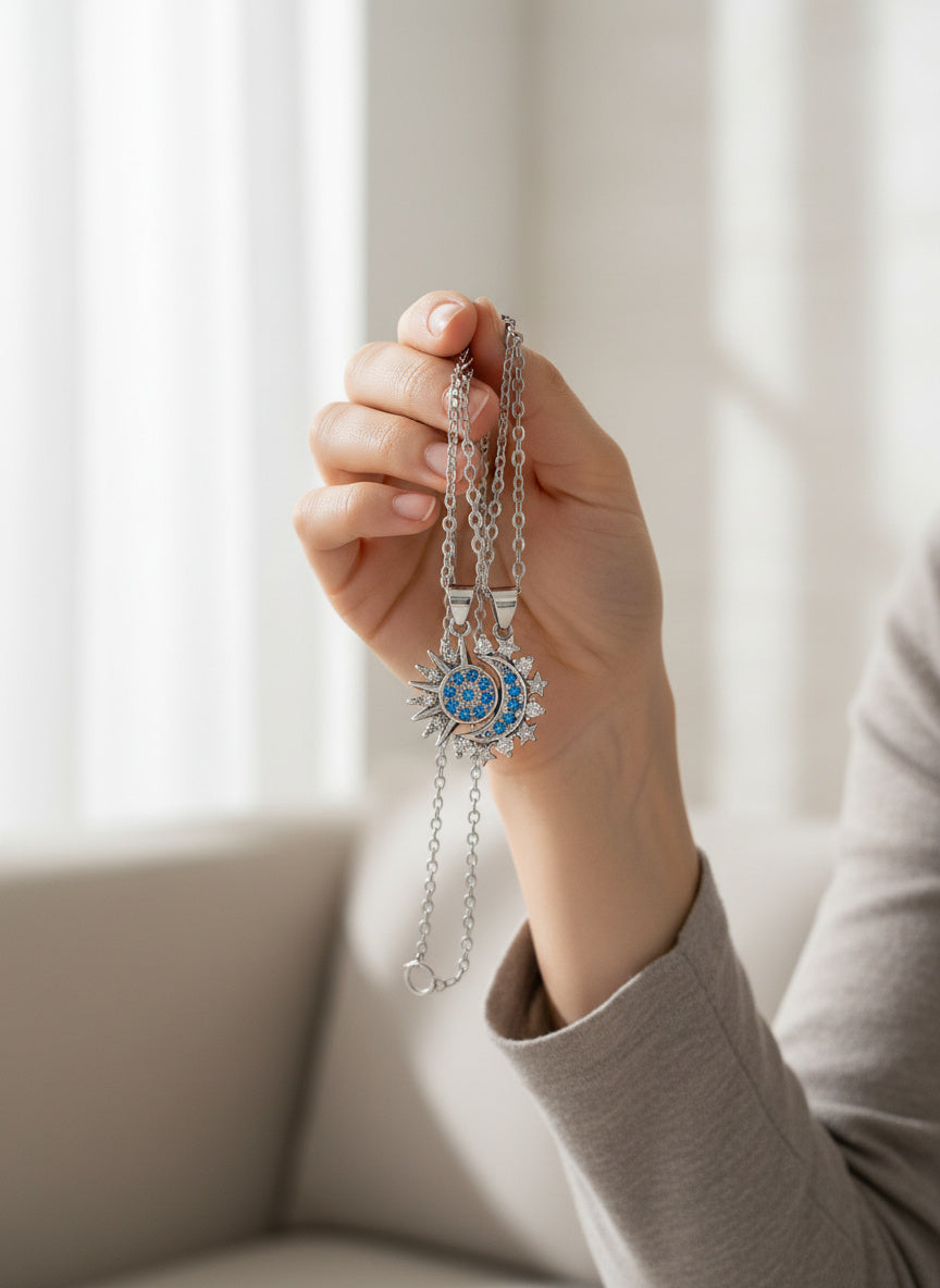 Magnetic Sun & Moon Connection Necklace Set (2 Pieces)