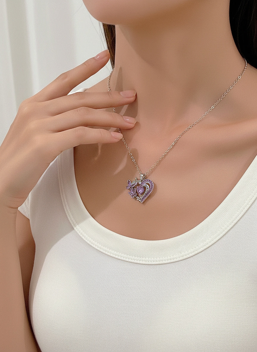 Amora Butterfly Heart Necklace