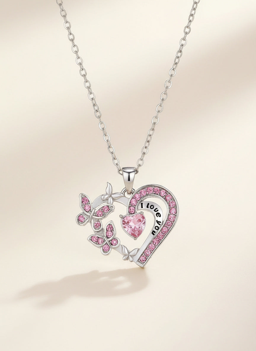 Amora Butterfly Heart Necklace