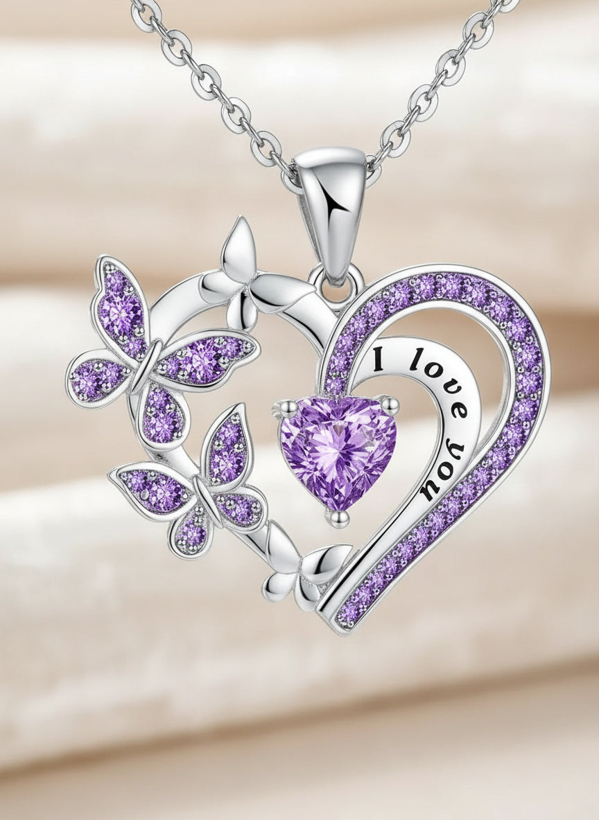 Amora Butterfly Heart Necklace