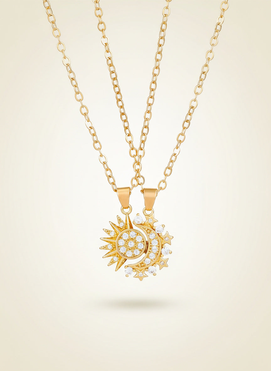 Magnetic Sun & Moon Connection Necklace Set (2 Pieces)