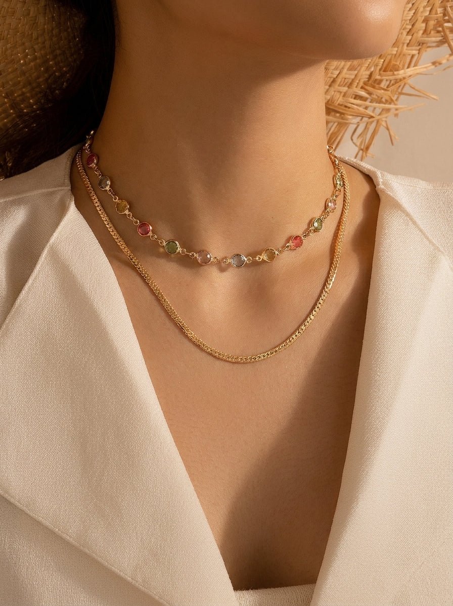Geometric Layered Necklace — Everyday Statement - Myglova