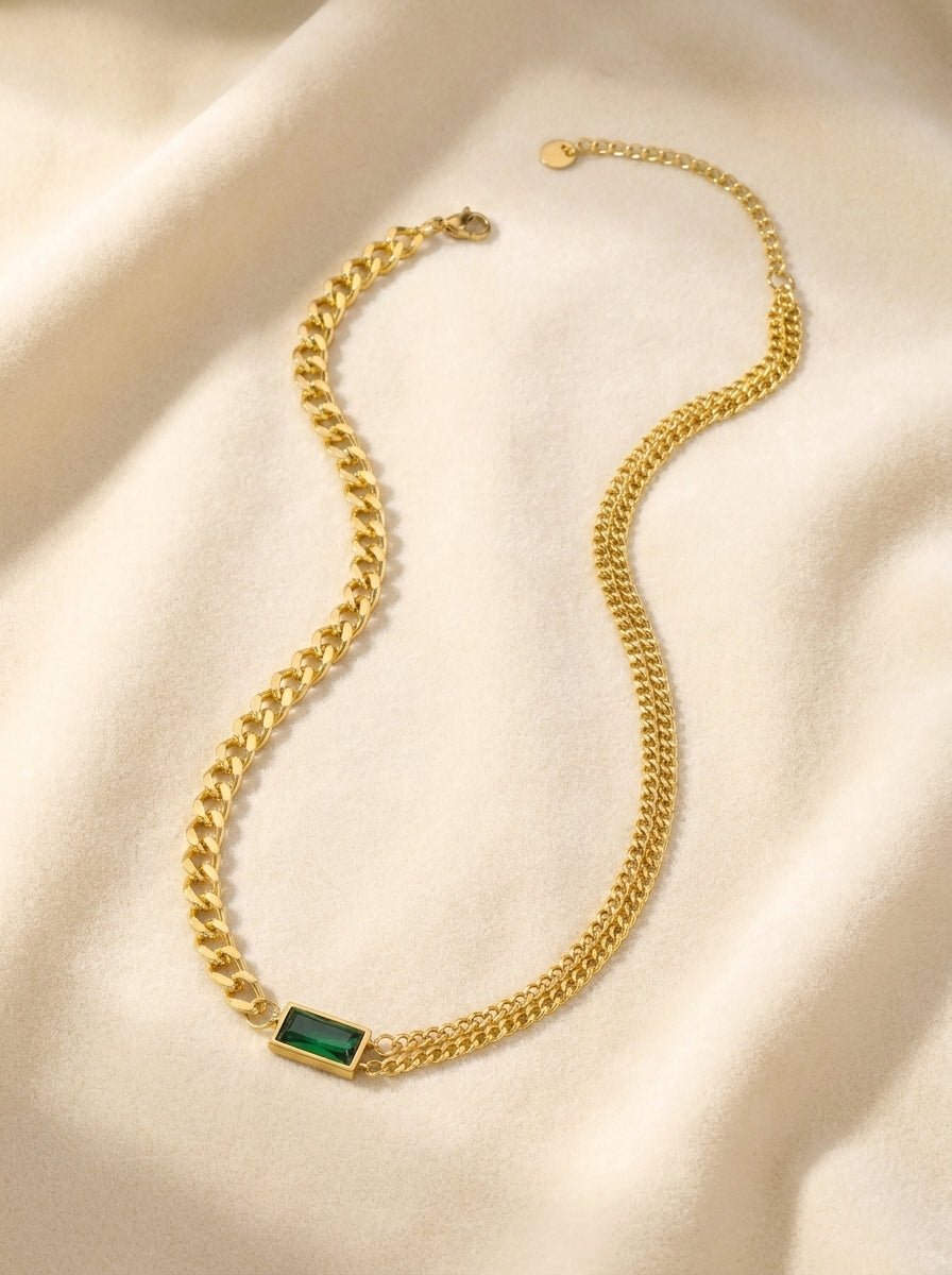 Geometric Stone Pendant Necklace — Layered Chai - Myglova