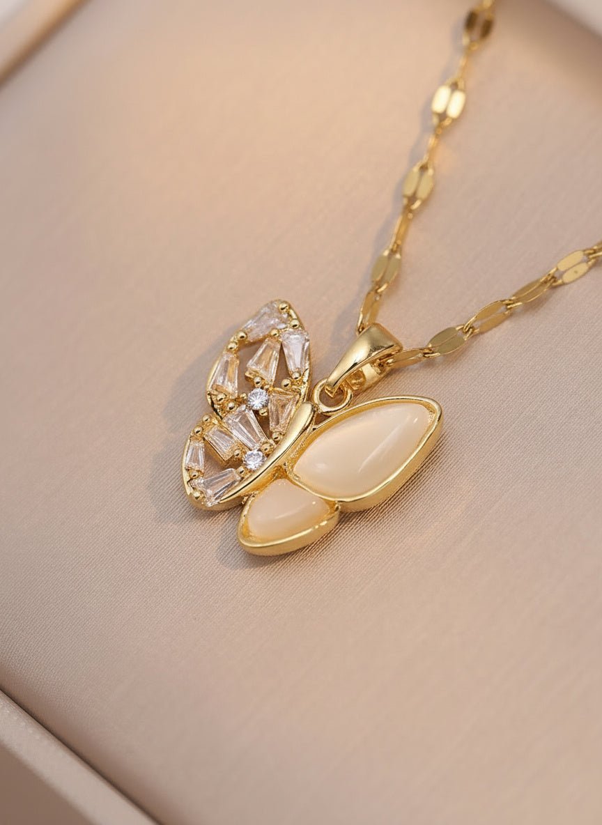 Opaline Butterfly Pendant Necklace - Myglova