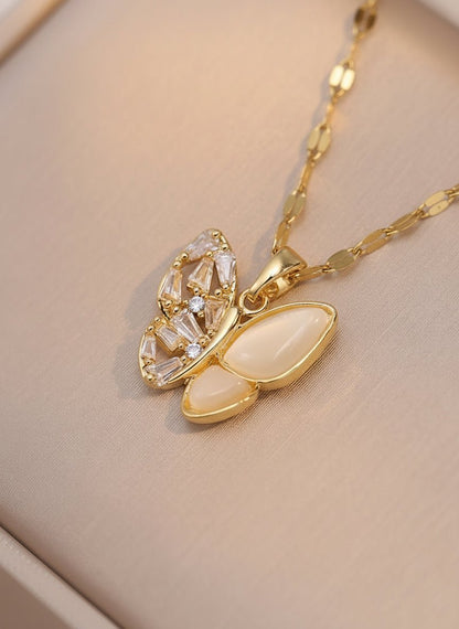 Opaline Butterfly Pendant Necklace - Myglova