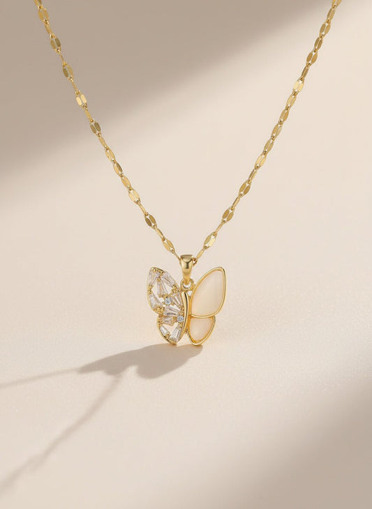 Opaline Butterfly Pendant Necklace - Myglova