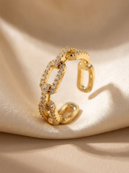 Pavé Chain Link Ring — Gold Plated - Myglova