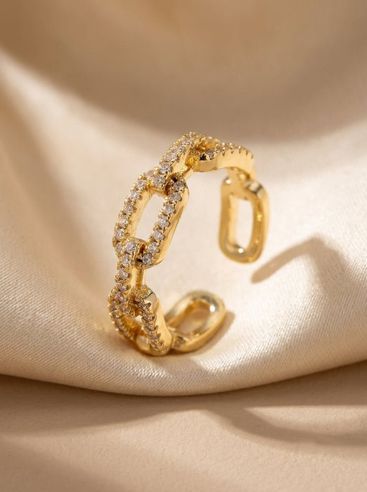 Pavé Chain Link Ring — Gold Plated - Myglova