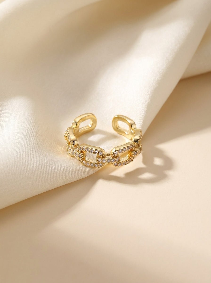 Pavé Chain Link Ring — Gold Plated - Myglova