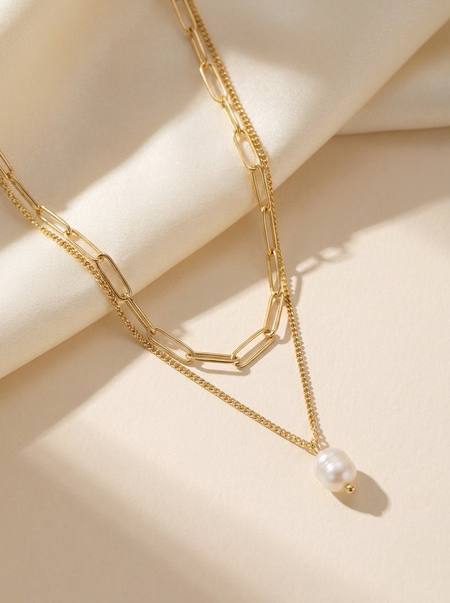 Pearl Layered Gold Necklace — Tarnish-Free - Myglova