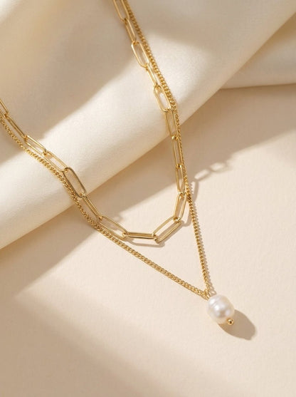 Pearl Layered Gold Necklace — Tarnish-Free - Myglova