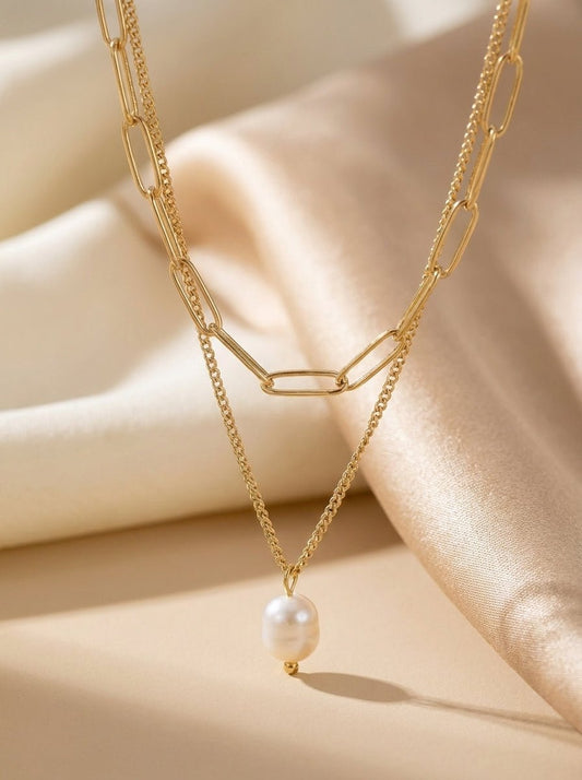 Pearl Layered Gold Necklace — Tarnish-Free - Myglova