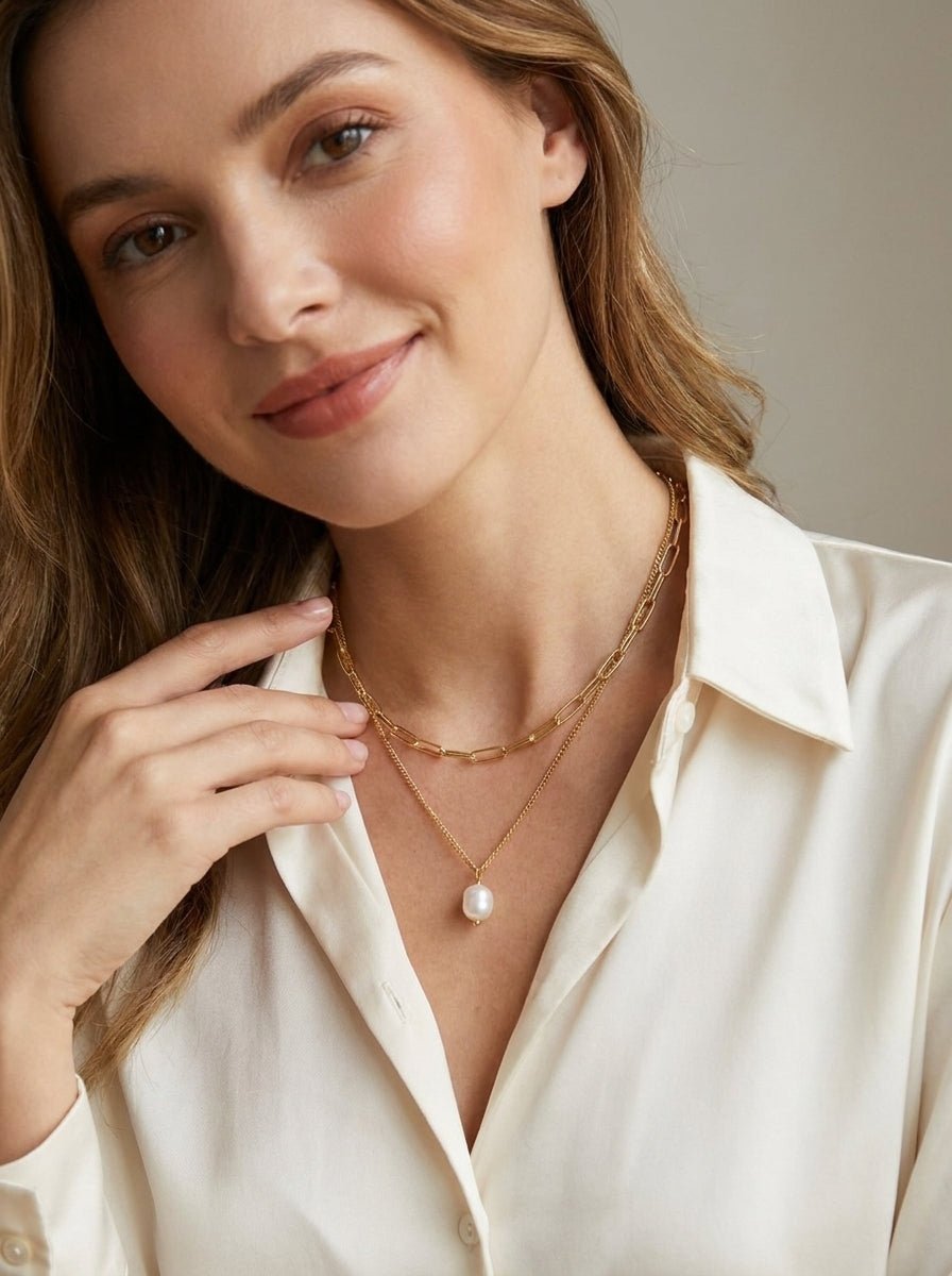 Pearl Layered Gold Necklace — Tarnish-Free - Myglova