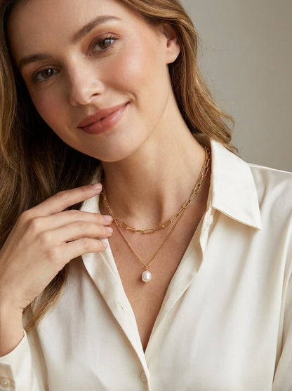 Pearl Layered Gold Necklace — Tarnish-Free - Myglova