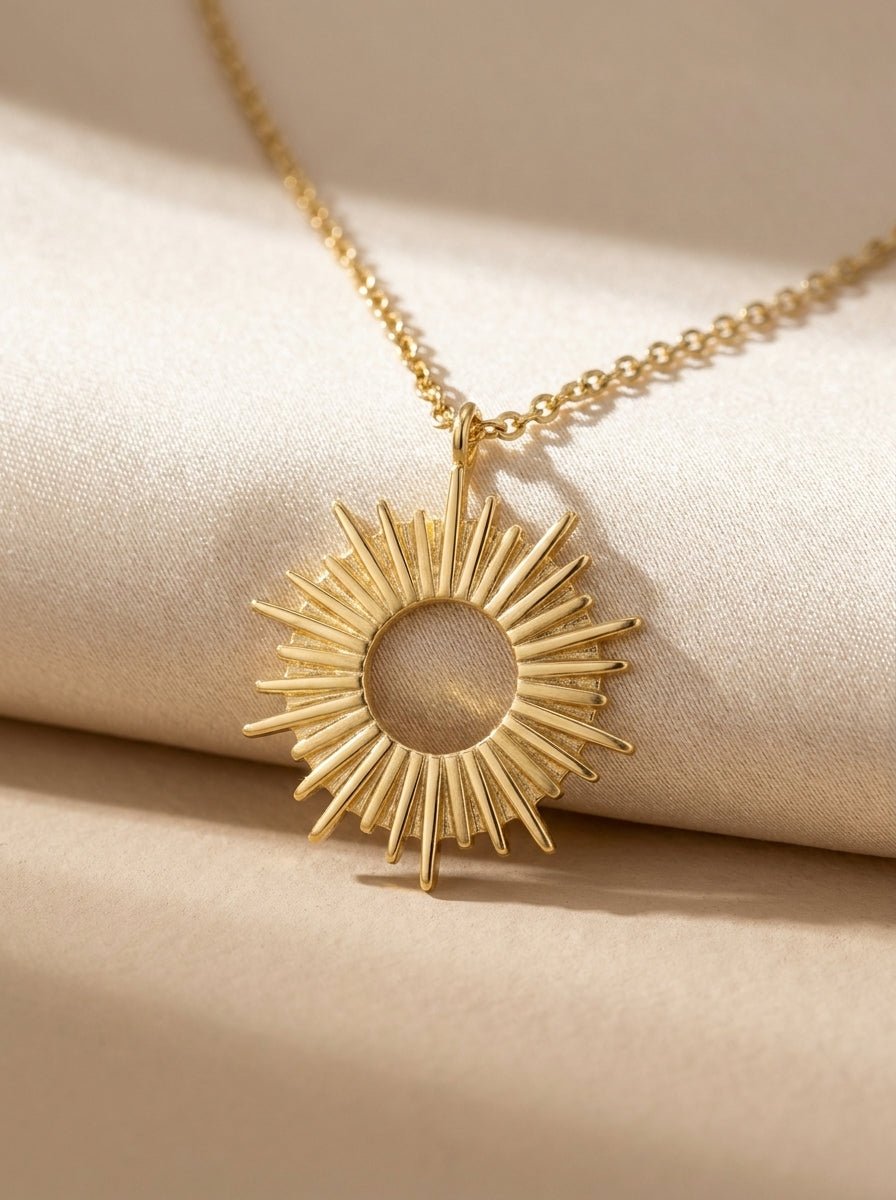 Radiant Sun Pendant Gold Necklace - Myglova