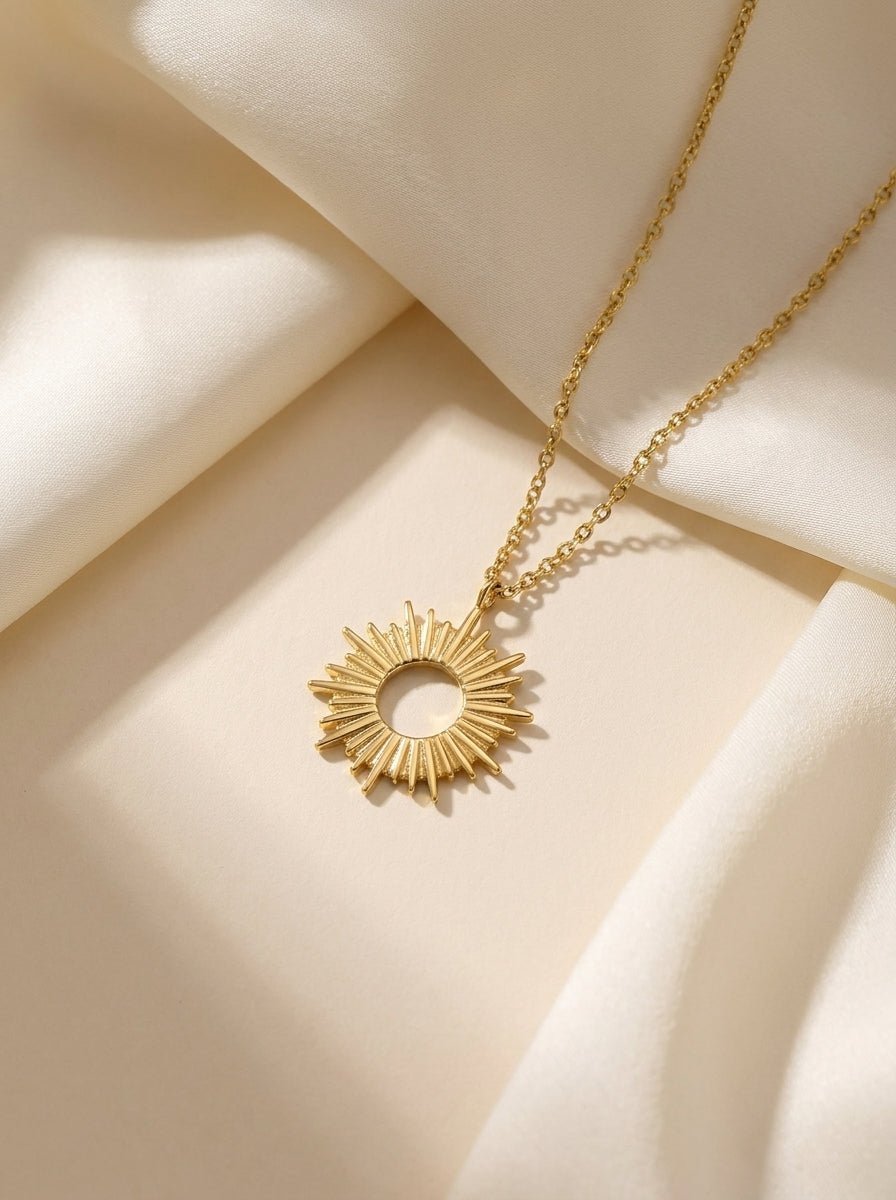 Radiant Sun Pendant Gold Necklace - Myglova